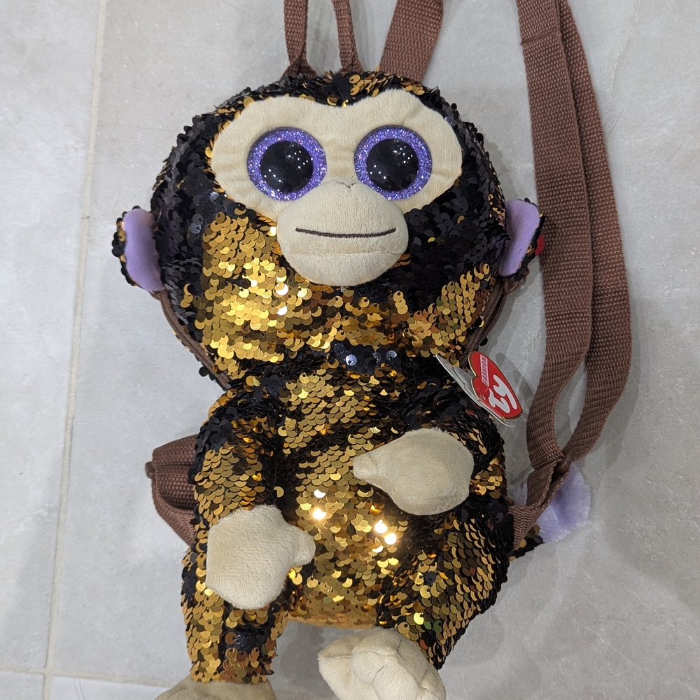 2/$25 Brand New Ty beanie boo Coconut the monkey backpack